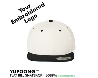 Yupoong Classic Snap Back Caps / Green Undervisor / Personalized Embroidery / Custom Baseball Cap / Bulk Wholesale Discounts - 6089M