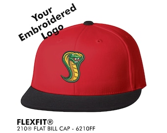 Flexfit 210® Flat Bill Cap Fitted/ Personalized Custom Embroidered Baseball Cap / Yupoong