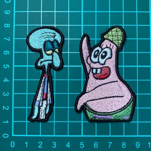 Spongebob Meme Patch Set 70 x 30 mm Patrick Look /& Squidward Not Impressed - - Iron-on 70 x 45 mm