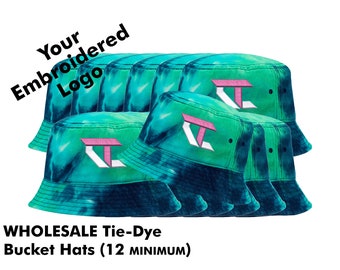 Wholesale Tie-Dyed Bucket Caps - 100% Cotton, Unstructured, One Size Fits Most (Pack of 12)