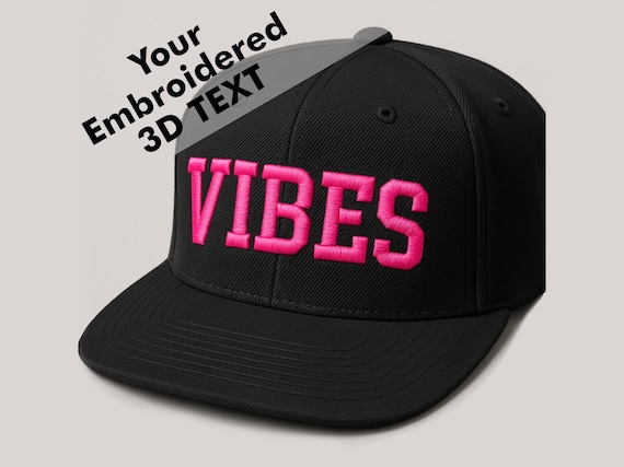 Retro Puff Embroidered Snapback Hat – 90s Style Bold Custom Cap 3D Raised  Stitch Personalized Hat Gift for Him