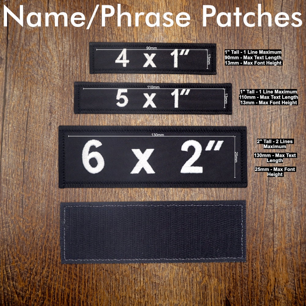 2pieces Personalized badge Number Tag 4x1" Custom Embroidery Name Patch HOOK ON 2pieces Personalized badge Number Tag 4x1" Custom Embroidery Name Patch HOOK ON