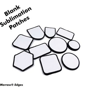 Peut inclure: Un ensemble de patchs de sublimation vierges de différentes formes, notamment des cercles, des carrés, des hexagones et des boucliers. Les patchs sont blancs avec des contours noirs et sont prêts à être personnalisés avec vos propres designs.