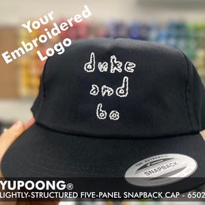 YUPOONG Unstructured 5-Panel Snapback Cap |Your Design | Custom Hat | Personalized | Baseball Hat | Logo Image Text | Flat Bill | 6502