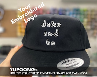 Custom Embroidered YUPOONG Snapback Hat: Personalized 5-Panel Cap
