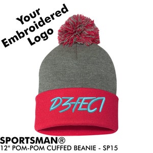 Logotipo personalizado com texto bordado, crie seus próprios gorros/toques com pompom