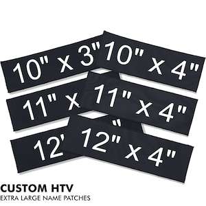 Extra Large Sized Custom Heat Transfer Vinyl name tag badge or quote patch with CHOICE of VELCRO® Brand or Iron-on adhesive | Merrow Borders