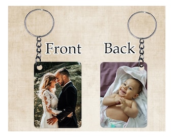 PERSONALISED Custom Photo Rectangle key Ring, Gift, Keepsake, Family, Kids, Pets