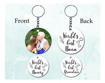 PERSONALISED Photo Round key Ring, World's Best Nana / Grandma / Nanny, Mother's Day Gift, Present, Keepsake, Photo Gift