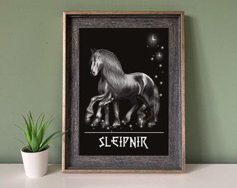 Sleipnir Odin Horse Norse Viking Saga A4 Print Wall Art