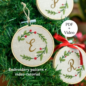 Christmas Alphabet Ornament Embroidery Pattern, Christmas Monogram Decoration for Beginners, ABC Christmas  26 Letters Included