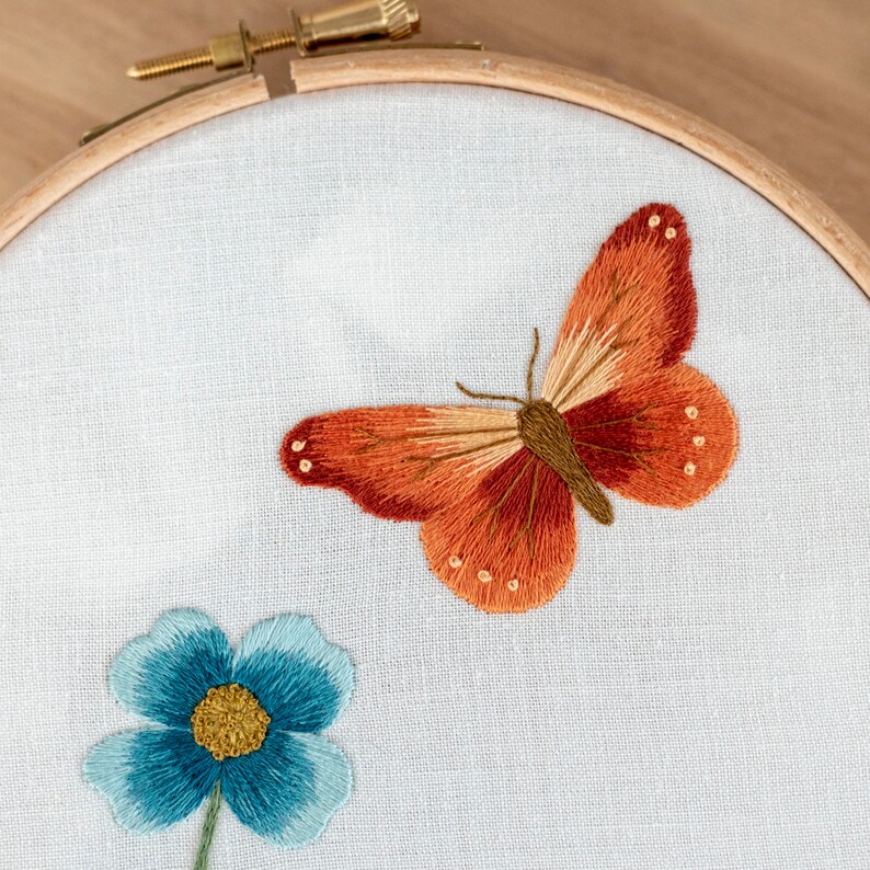 Butterfly & Flower Hand Embroidery Pattern With Instructions - Etsy
