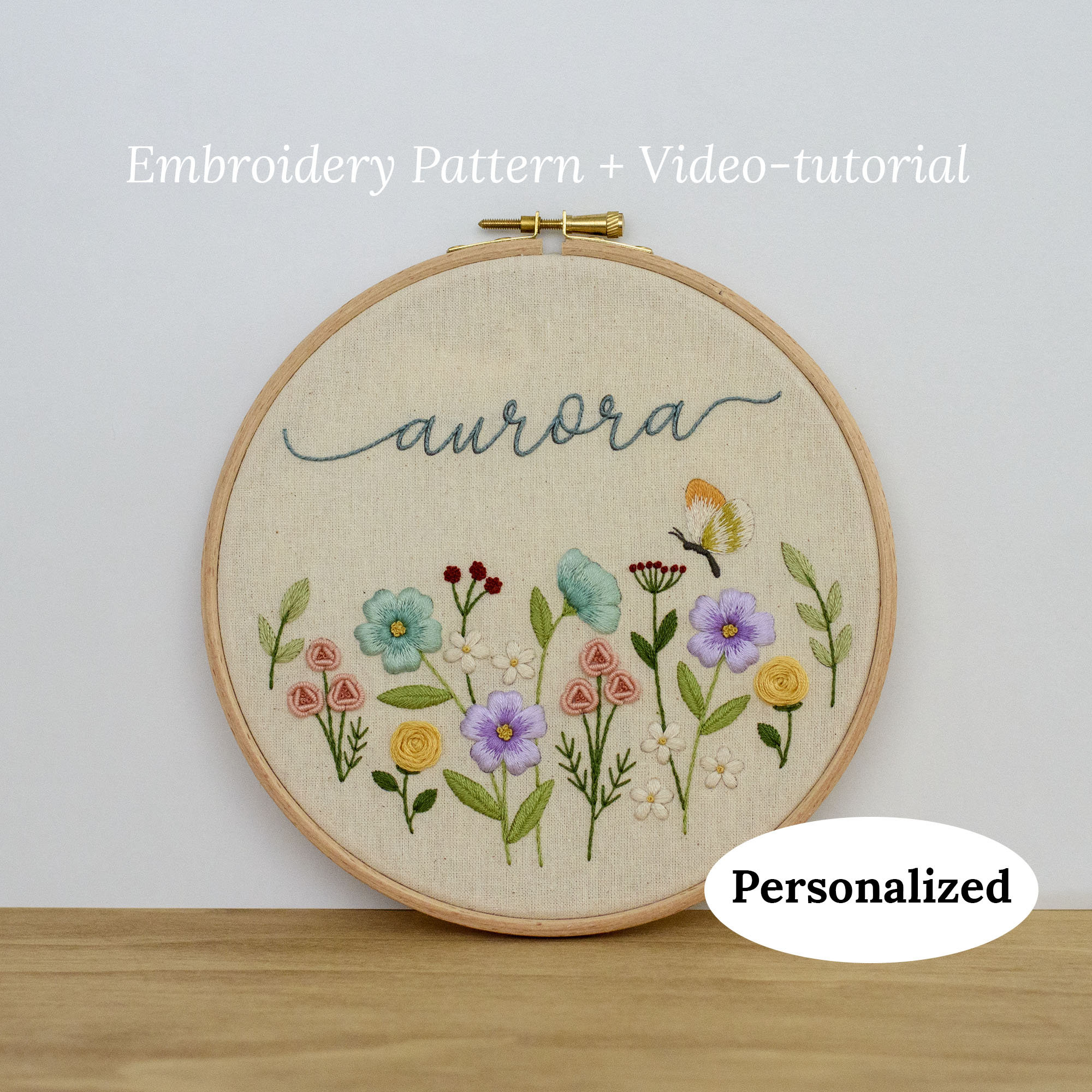 Floral Personalized Name Embroidery Hoop – Akasia