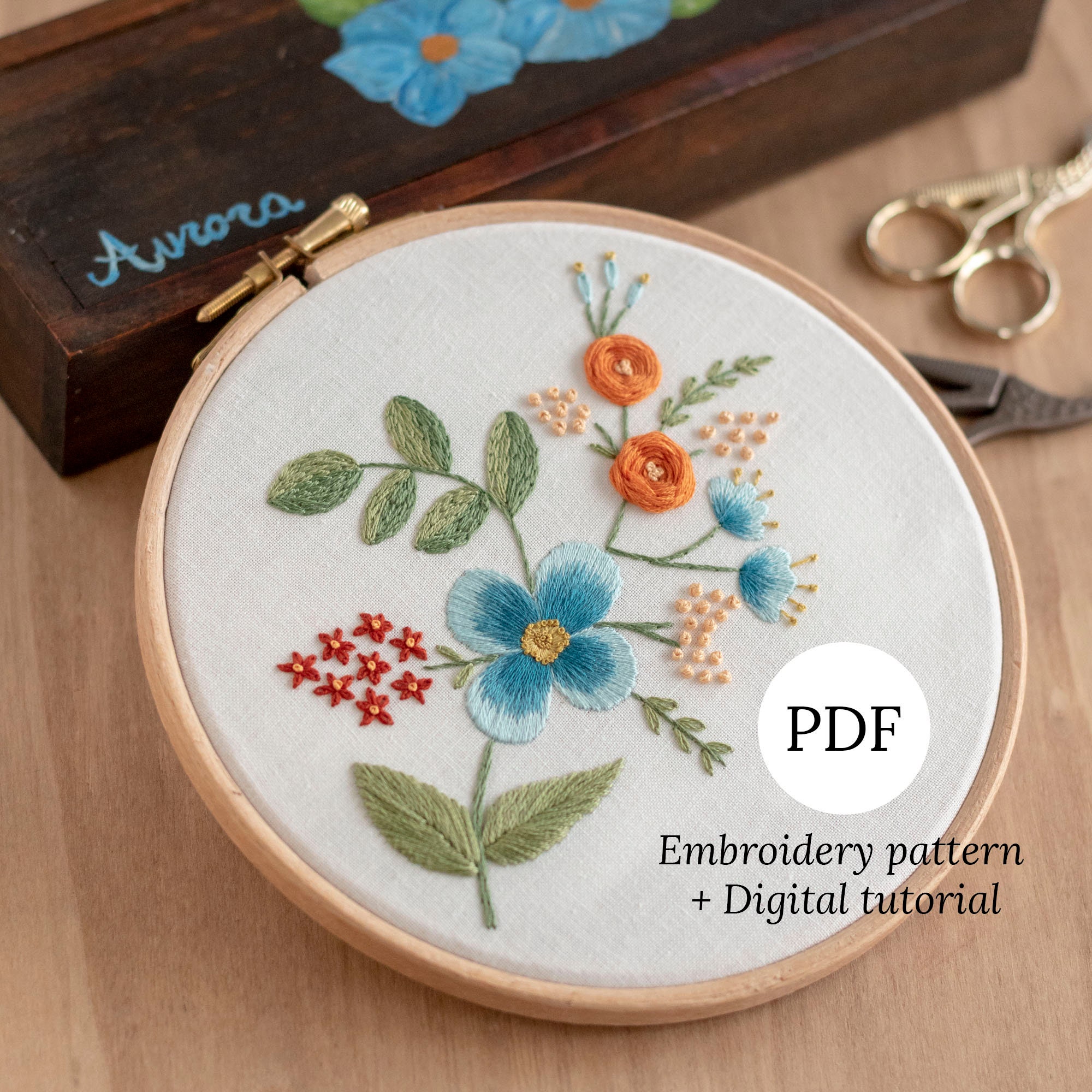 10 Flower Embroidery Transfers. Large Floral Pattern for Hand