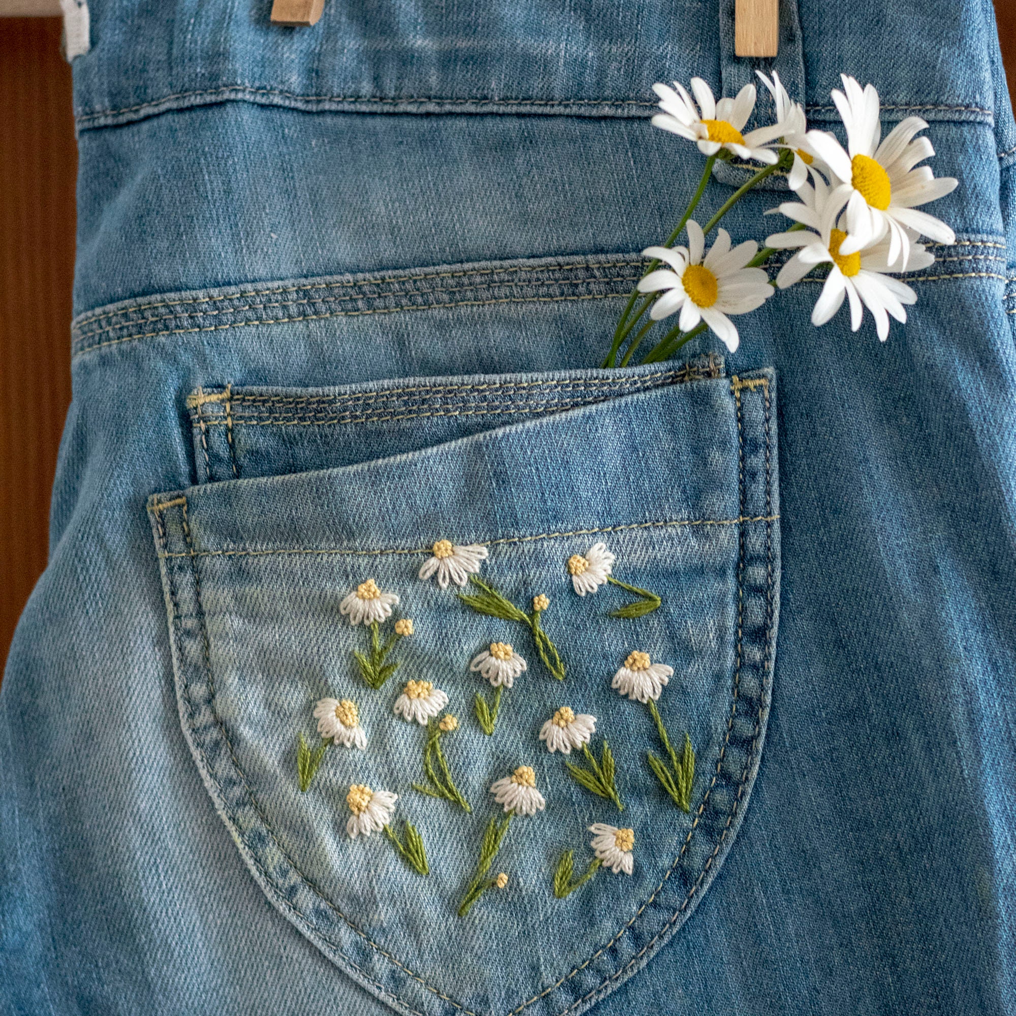 Daisies Print Embroidery Pattern Video Tutorial Begginer - Etsy
