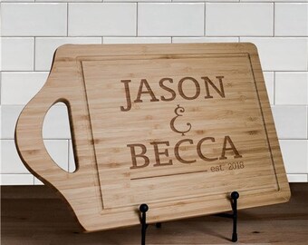 Cutting Board Engraved for Bride and Groom Personalized Gift