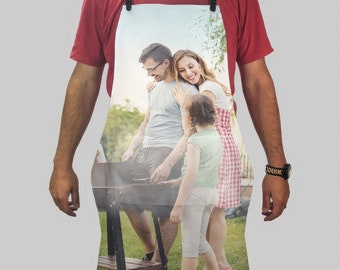 Avental de cozinha com bolsos, imagem completa, foto personalizada para presente