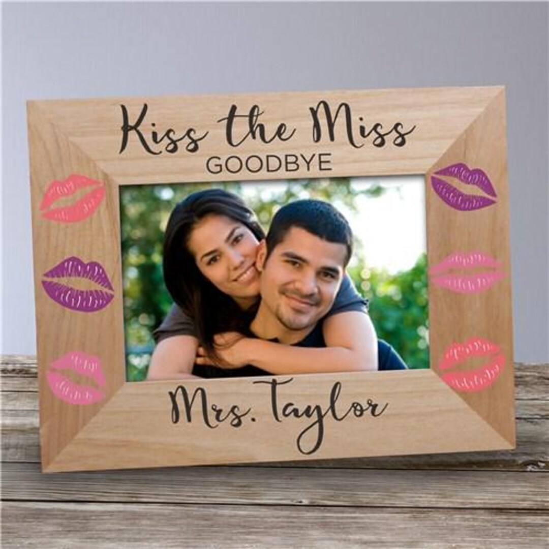 Kiss the Miss Goodbye Personalized Wood Frame – Bride-to-be Gift - Etsy