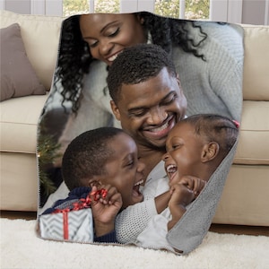 Throw Blanket Sherpa Lined Custom Photo Gift