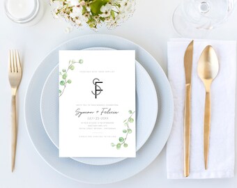 PRINTED - Eucalyptus Wedding Invitations - Personalized Wedding Invites