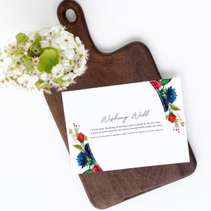 PRINTED Bourgogne - Navy Wedding Wishing Well Card - Cartes Bien-Aimés
