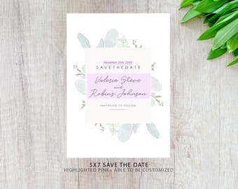 PRINTED Modern Eucalyptus Save the Date Cards - Personalized Save the Dates