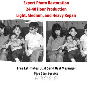 Photo Restoration Digital + Prints, Repair Old Images, Vintage Photo Retouching, Enhance Quality, Revive Old Family Photographs or Documents