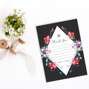 PRINTED Vintage Flower Wedding Thank You Card - Thank You Cards