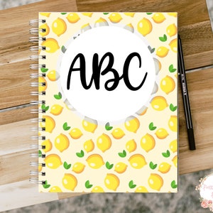 Lemons Monogram Notebook | Custom Notebook | Monogram Journal | Custom Journal | Personalized Journal | Spiral Notebook | Cute Journal