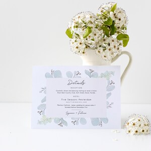 PRINTED Modern Eucalyptus Wedding Details Card - Wedding Cards