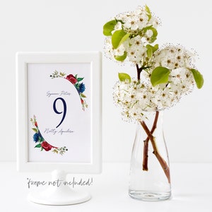 PRINTED Bourgogne - Cartes de table de mariage marine - Cartes de mariage personnalisées