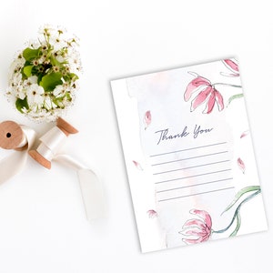 Cartão de agradecimento de casamento floral rosa IMPRESSO - Cartões de agradecimento