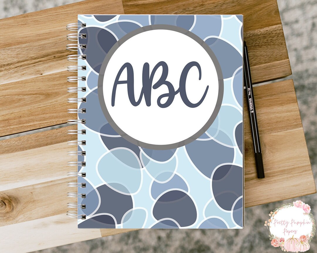Blue Pattern Monogram Notebook | Custom Notebook | Monogram Journal ...