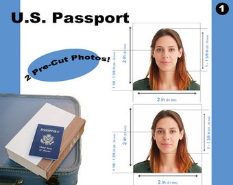 US Passport 2x2 (2 Pre-Cut Photos) | Passport Photos | Professional Passport Photos