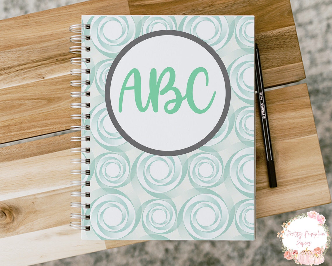 Mint Green Monogram Notebook Custom Notebook Monogram Etsy UK