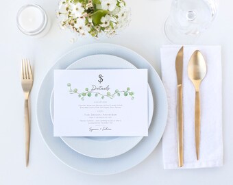 PRINTED Eucalyptus Wedding Details Card - Wedding Cards