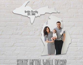 MICHIGAN State Metal Wall Decor, Personalized Metal Photo Print, Custom Image + Message