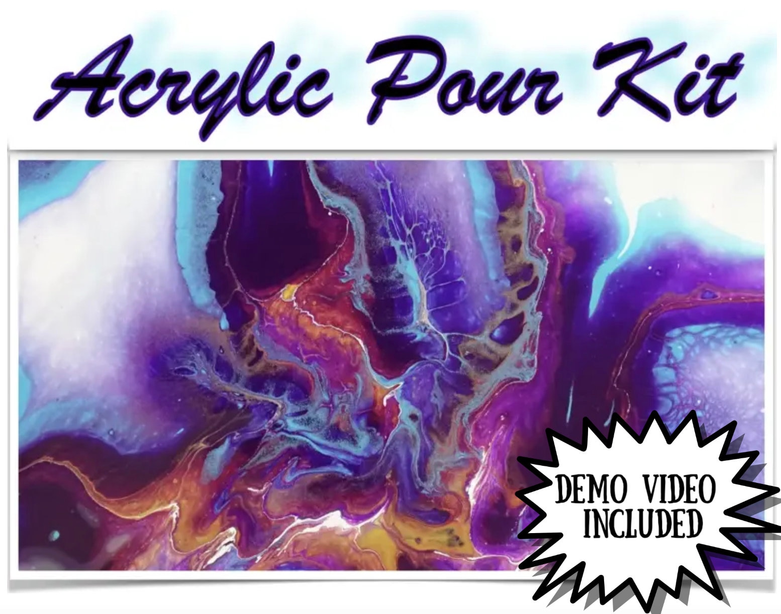 Paint Kit - Fire and Ice Acrylic Painting Kit & Video Lesson - Paint and Sip  At Home - Paint Party