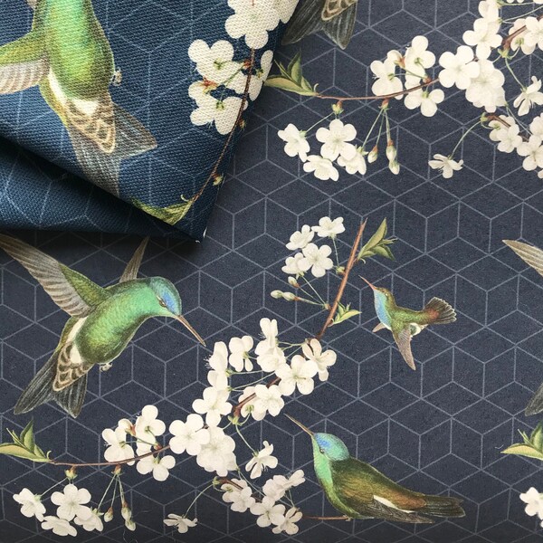 Navy Hummingbird Wallpaper Etsy Australia