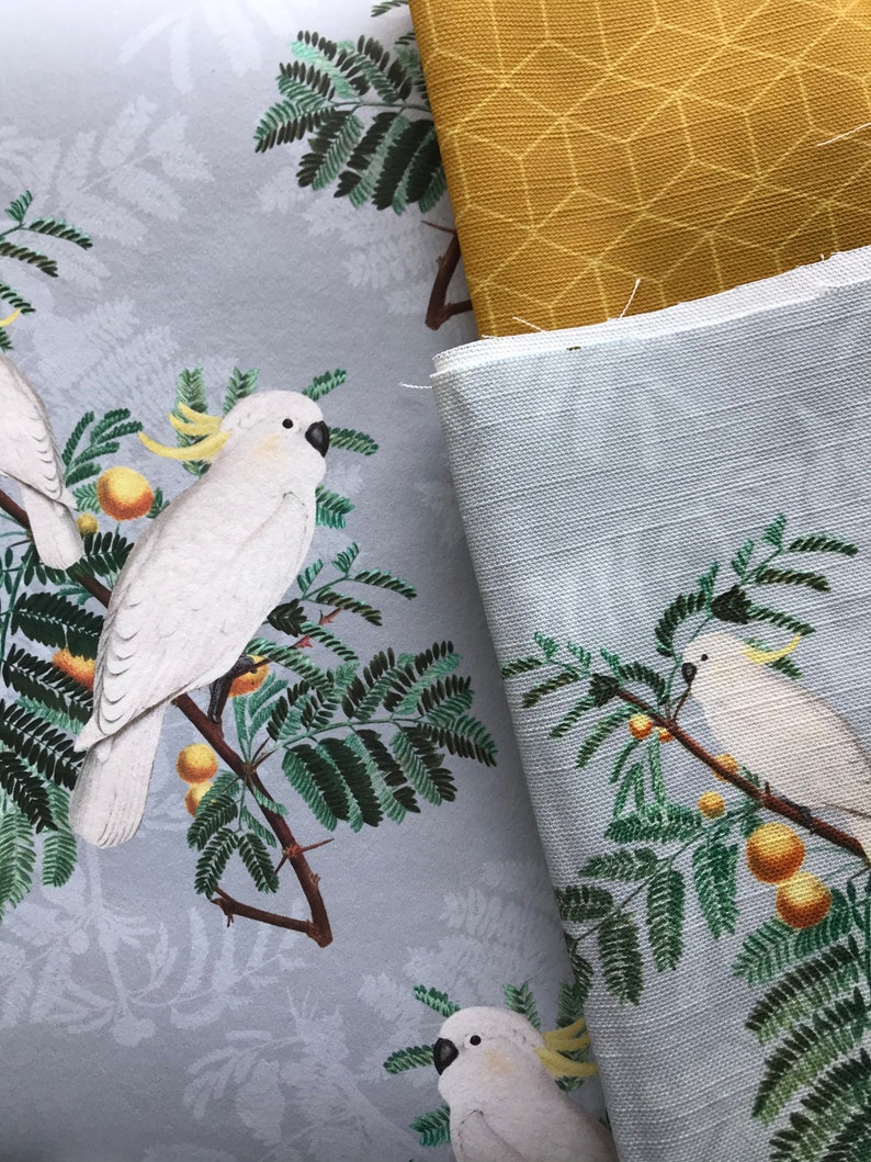 SAMPLE Cockatoo Parrot Upholstery Home Decor Soft Furnishings Fabric