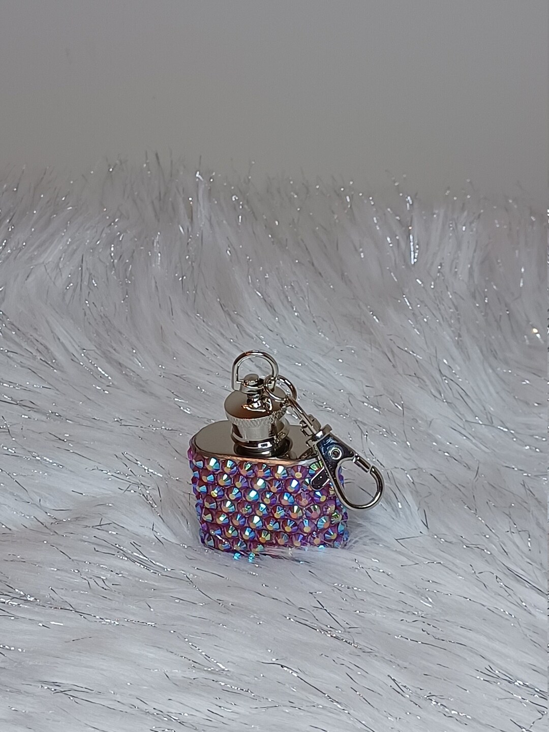 Hot, Transparent Pink, Bling, Keychain, Flask, Key Ring, Key Bling ...