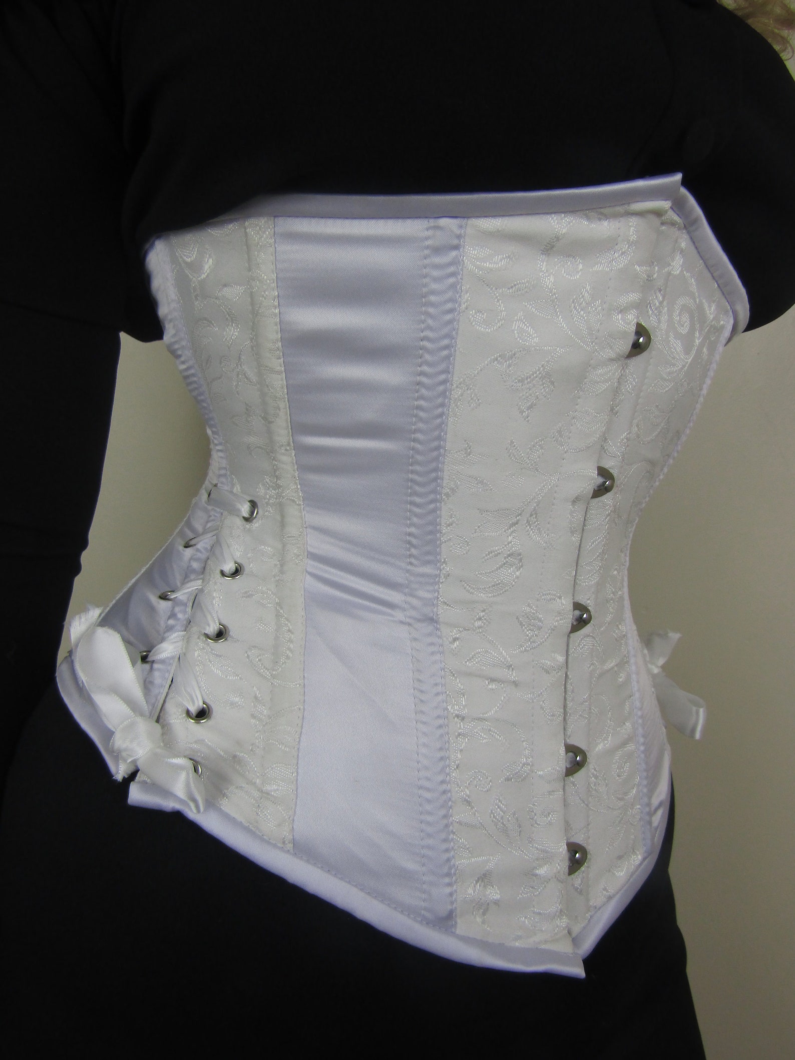 White Ribbon Short Line Underbust Corset made from Victorian Etsy