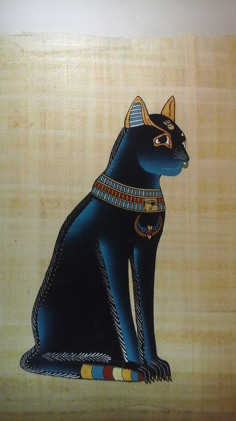 30x40cm Hand-painted Goddess Bastet Papyrus made in egypt . | Etsy