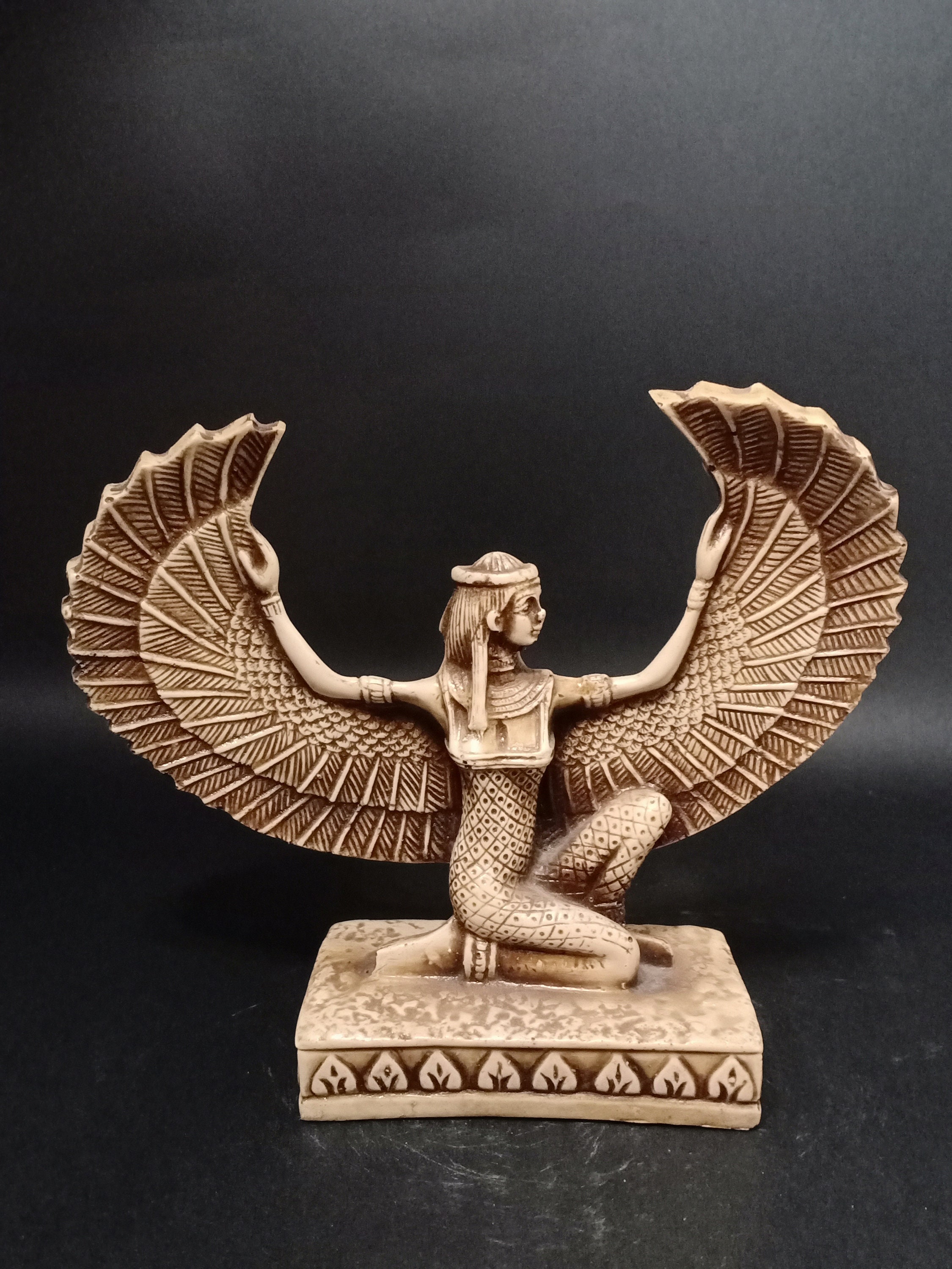 Large Egyptian Goddess Isis Open Wings statue . home decor Etsy