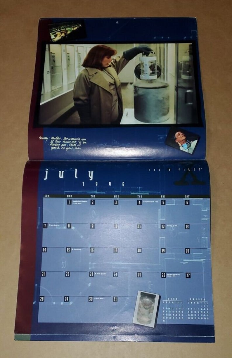 1996 the Xfiles Calendar 2024 Compatible New Old Stock Alien Autopsy
