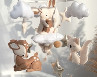 Baby crib mobile, baby nursery decor, newborn gift, newborn toy, girl nursery decor, crib mobiles, baby shower gifts, woodland mobile