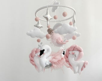 Baby Girl Mobile, Unicorn Mobile, Nursery Decor Girl, Kids Mobile