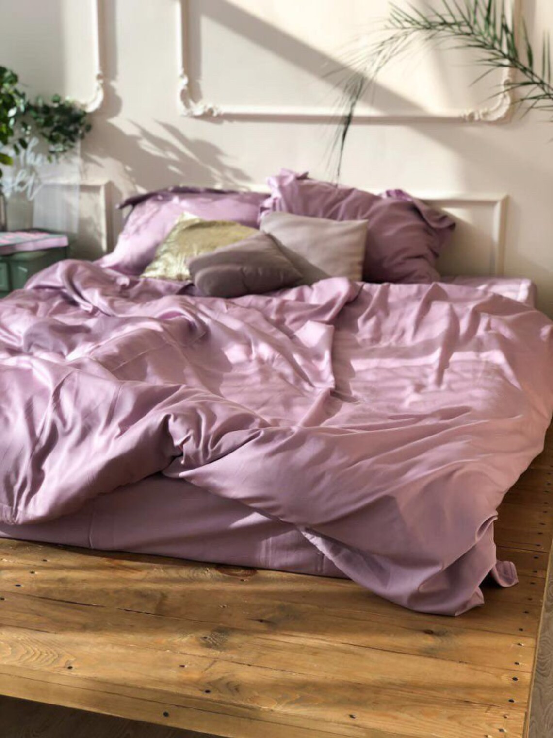 Lilac Cotton Satin bedding set Premium Cotton Sateen duvet Etsy