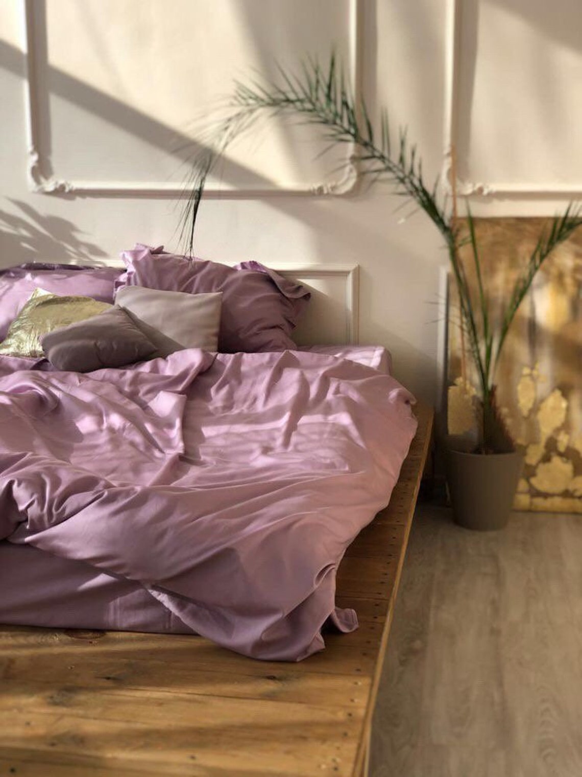 Lilac Cotton Satin bedding set Premium Cotton Sateen duvet Etsy