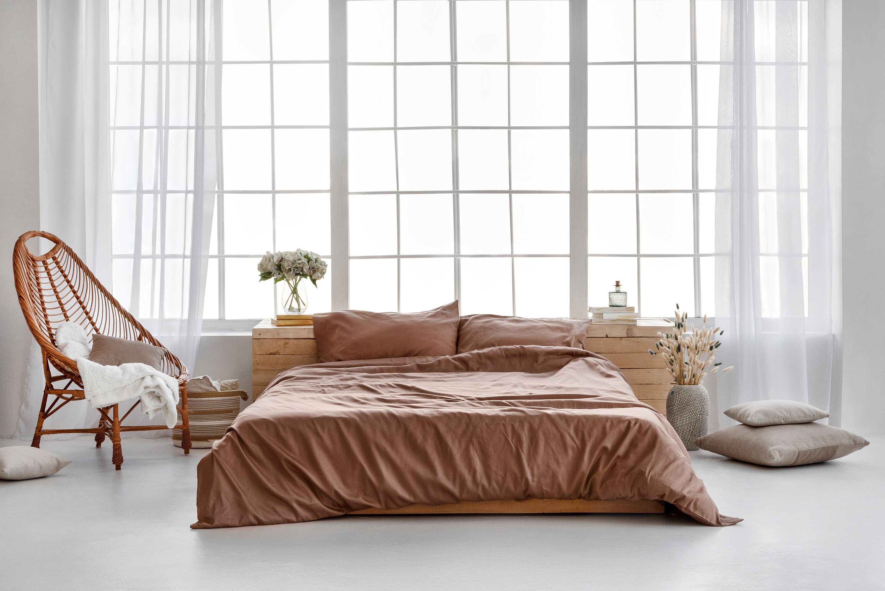 4 pieces Camel Cotton Sateen bedding set cotton sateen sheet Etsy